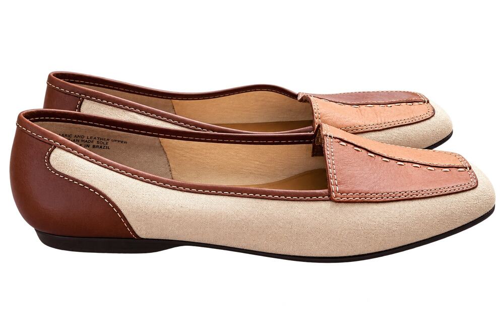 VTG 90s Enzo Angiolini Liberty Loafers 7.5 M Leather Canvas Square Toe Flats